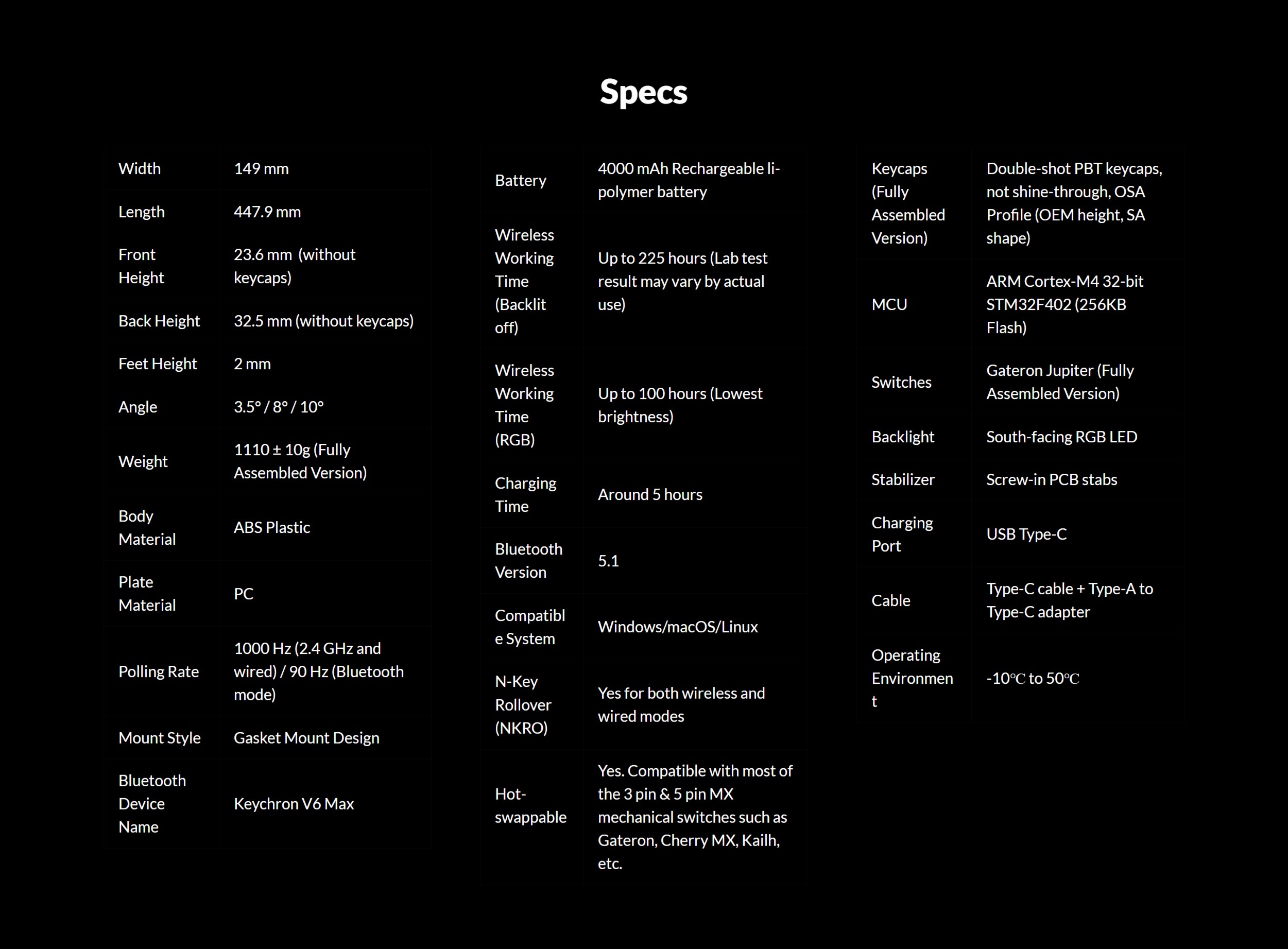 A large marketing image providing additional information about the product Keychron V6 Max - Fullsize QMK/VIA Wireless Custom Mechanical Keyboard - Retro Grey (Gateron Jupiter Red Switch) - Additional alt info not provided